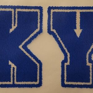 Blue and White Letter Patches